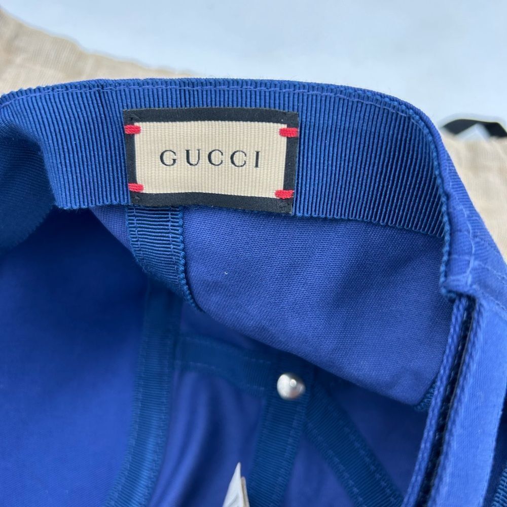 Women's Gucci GG blue/yellow baseball hat size small adjustable made in Italy - Picture 8 of 9